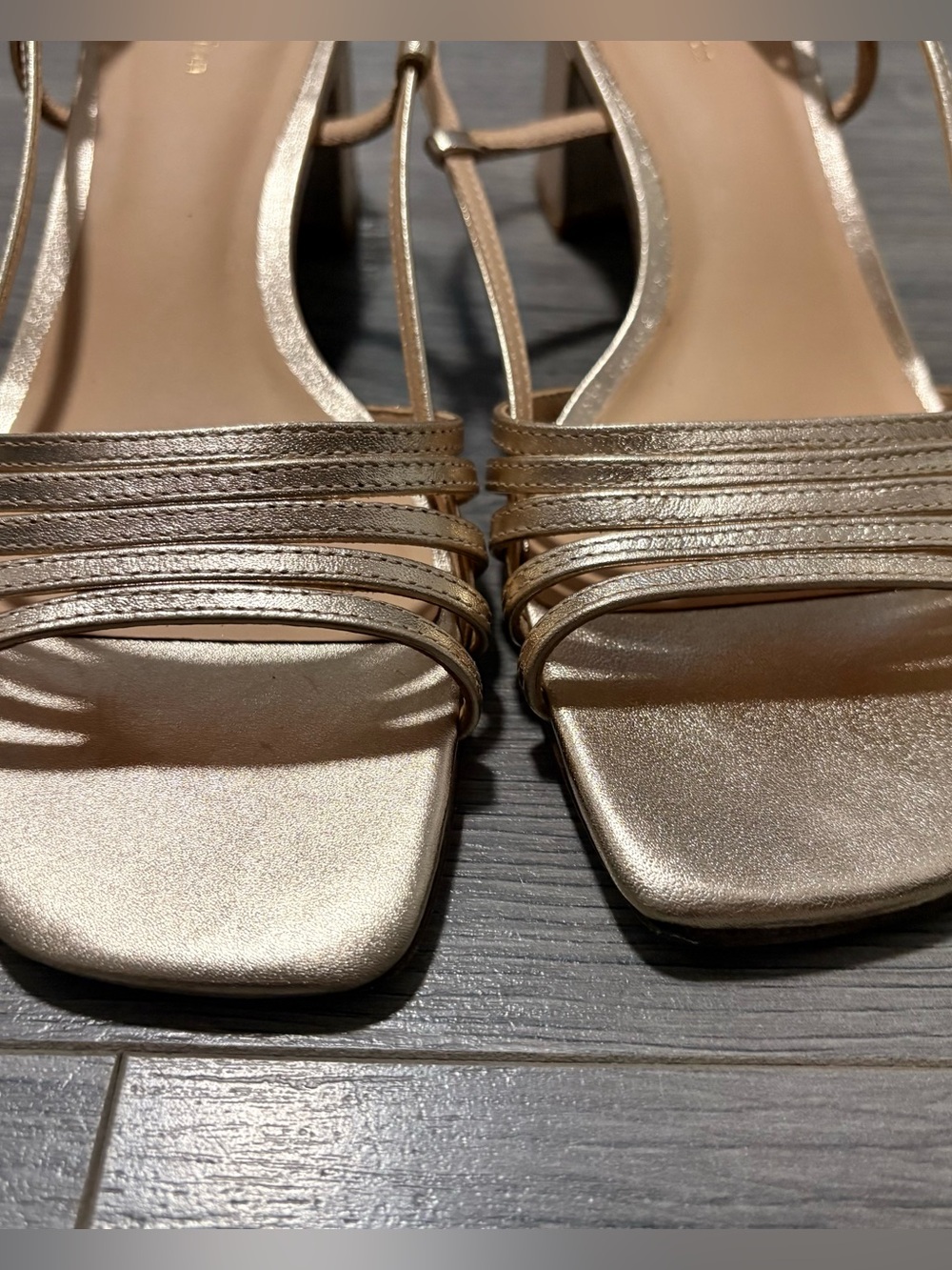 Reformation Metallic Gold Strappy Slingback Heels - Picture 4 of 7